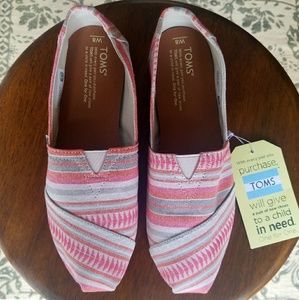 Coral Blanket Striped TOMS Shoes